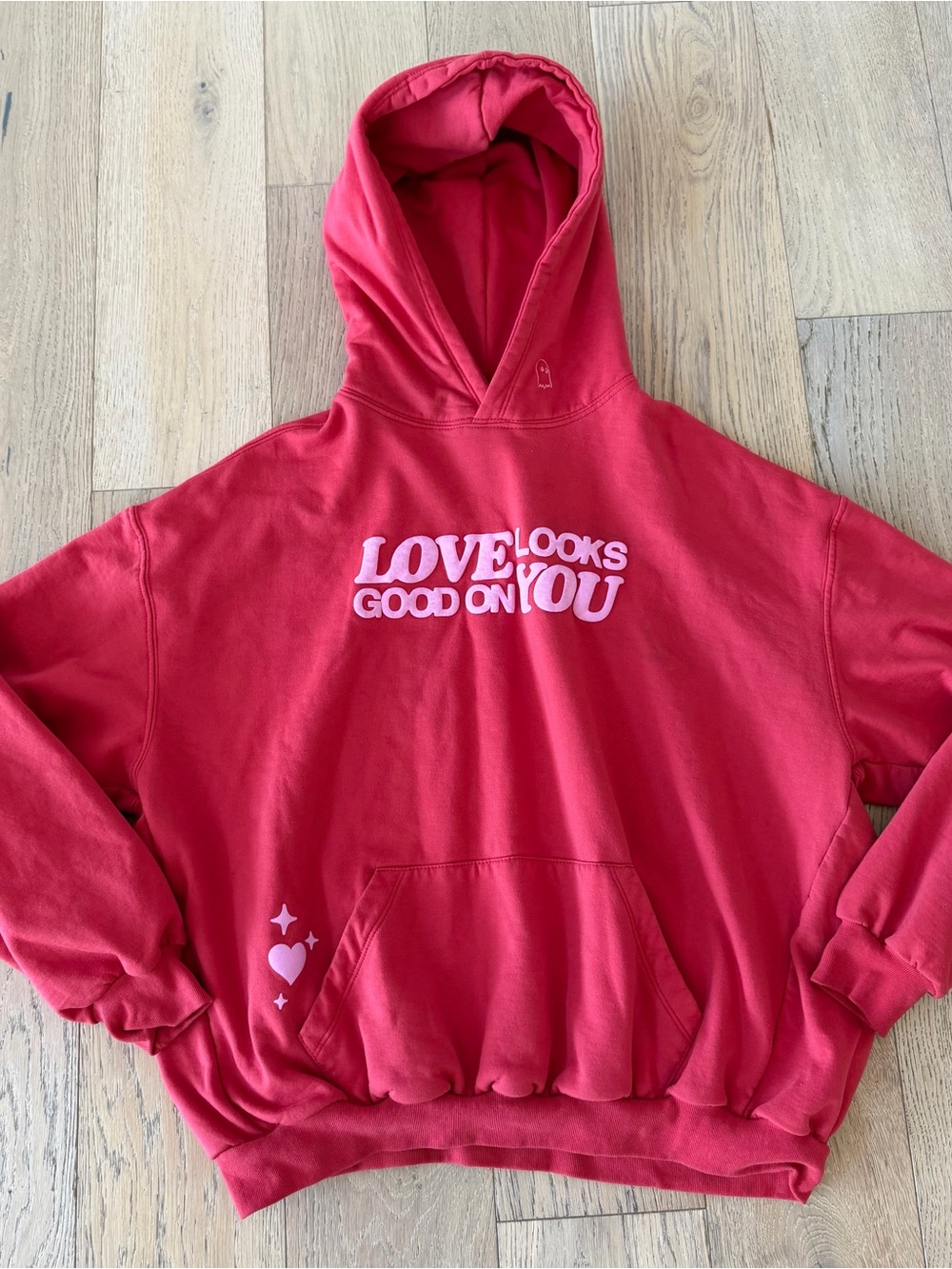 Lonely Ghost 'Love looks good on you' Hoodie Red Pink Size Medium